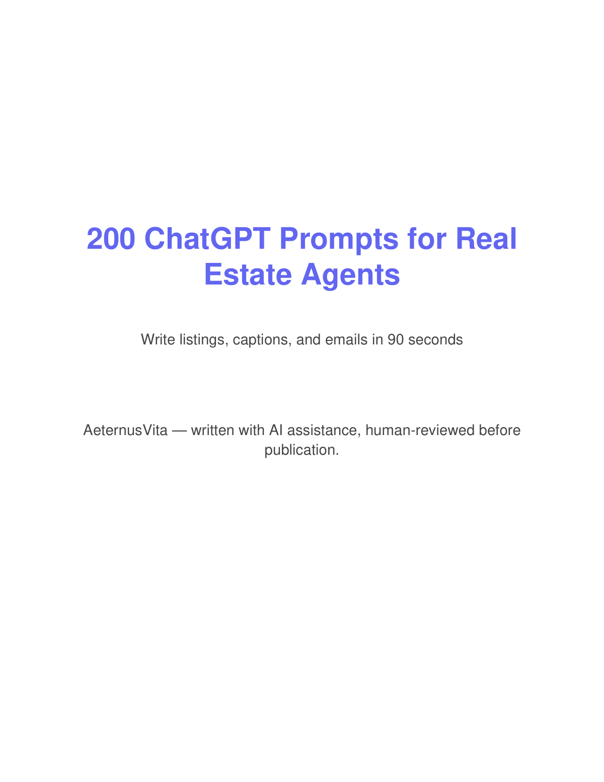Preview page from 200 ChatGPT Prompts for Real Estate Agents