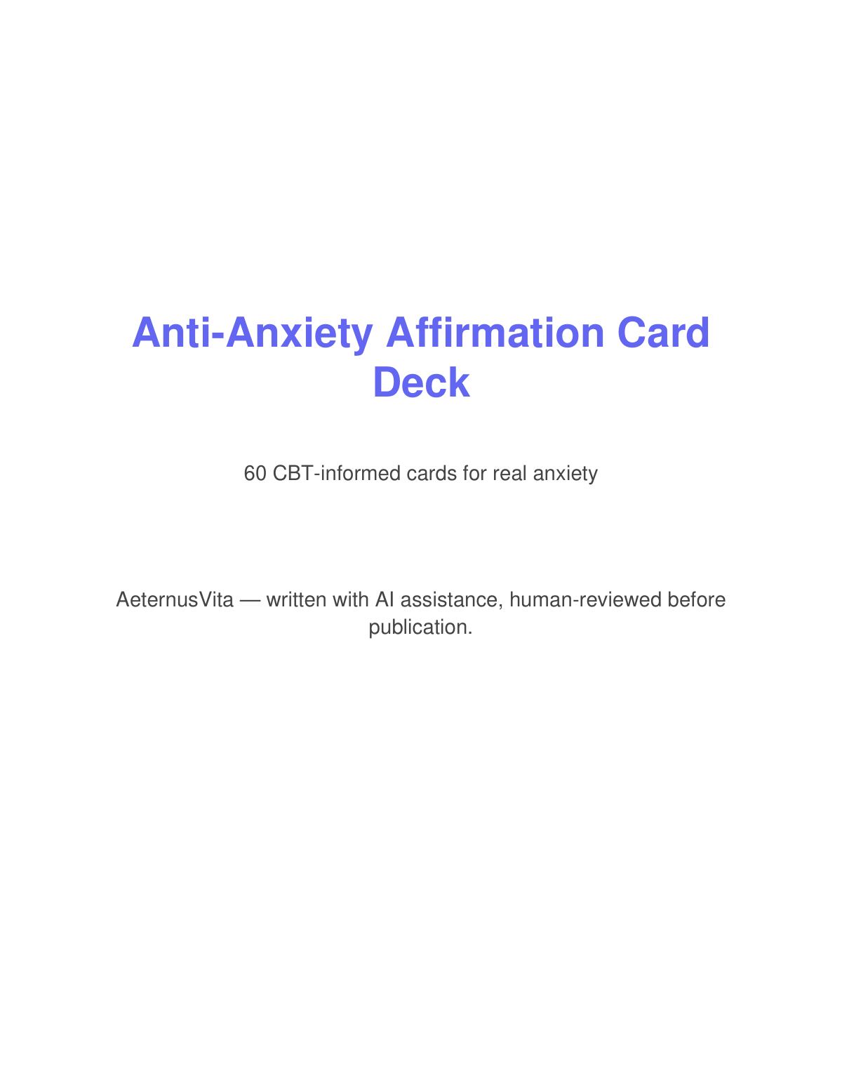 Preview page from Anti-Anxiety Affirmation Card Deck