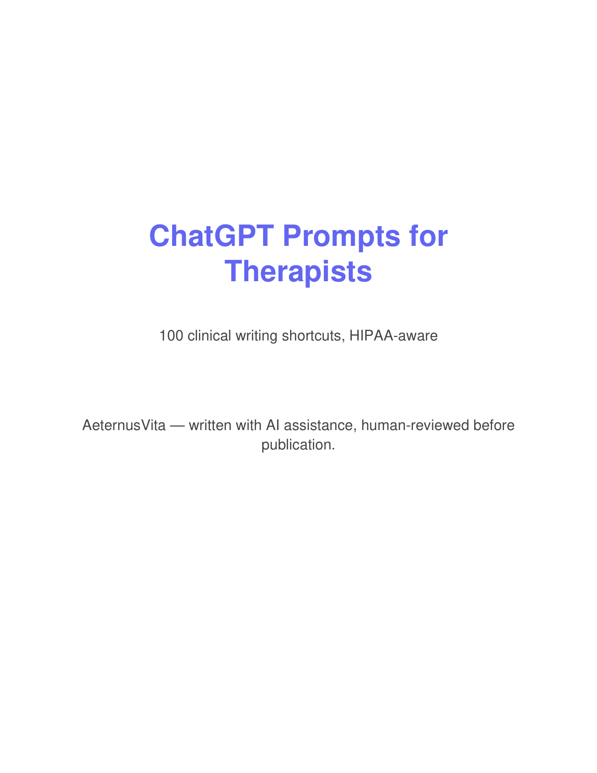 Preview page from ChatGPT Prompts for Therapists