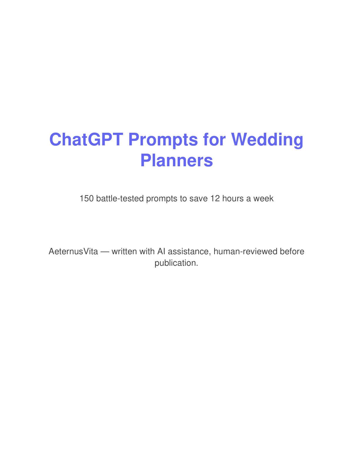 Preview page from ChatGPT Prompts for Wedding Planners