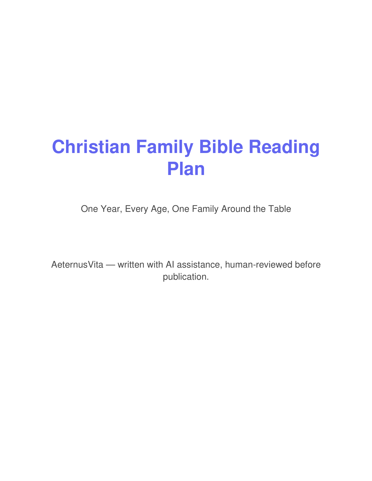 Preview page from Christian Family Bible Reading Plan