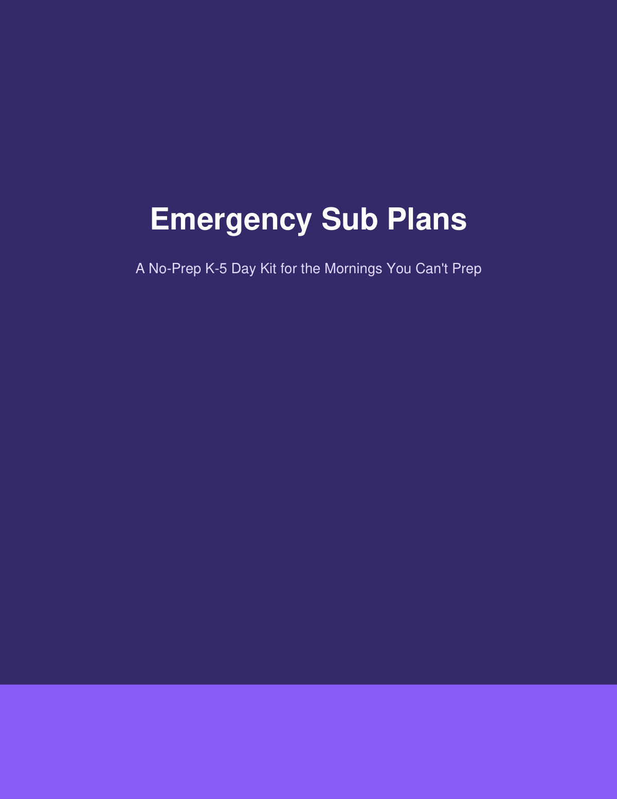 Preview page from Emergency Sub Plans Bundle: K-5 No-Prep Lifesavers