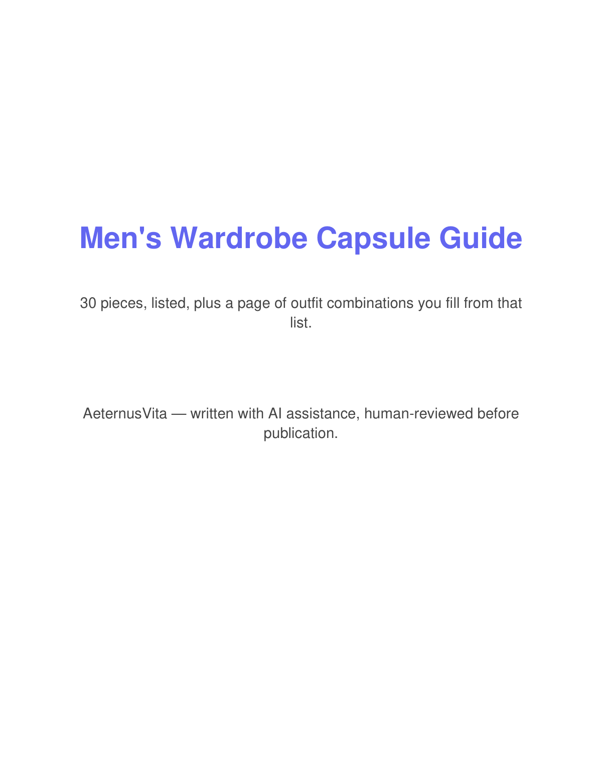 Preview page from Men's Wardrobe Capsule Guide