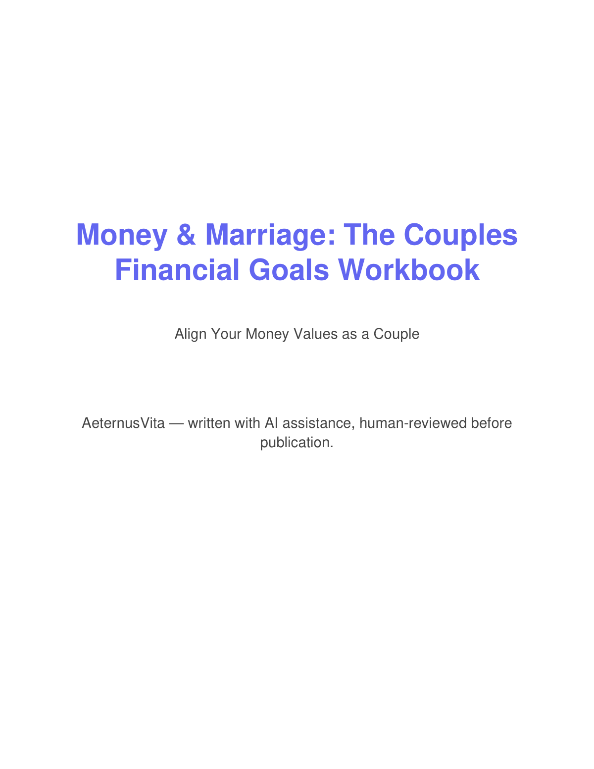 Preview page from Money & Marriage: The Couples Financial Goals Workbook
