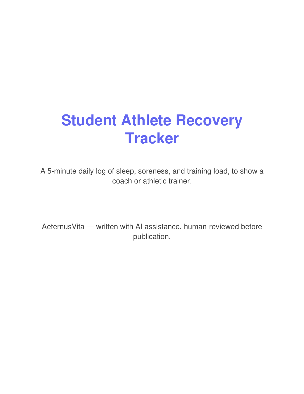 Page preview from Should Student Athletes Track Their Recovery?