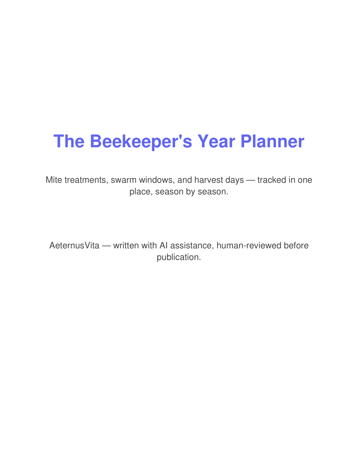Preview page from The Beekeeper's Year Planner