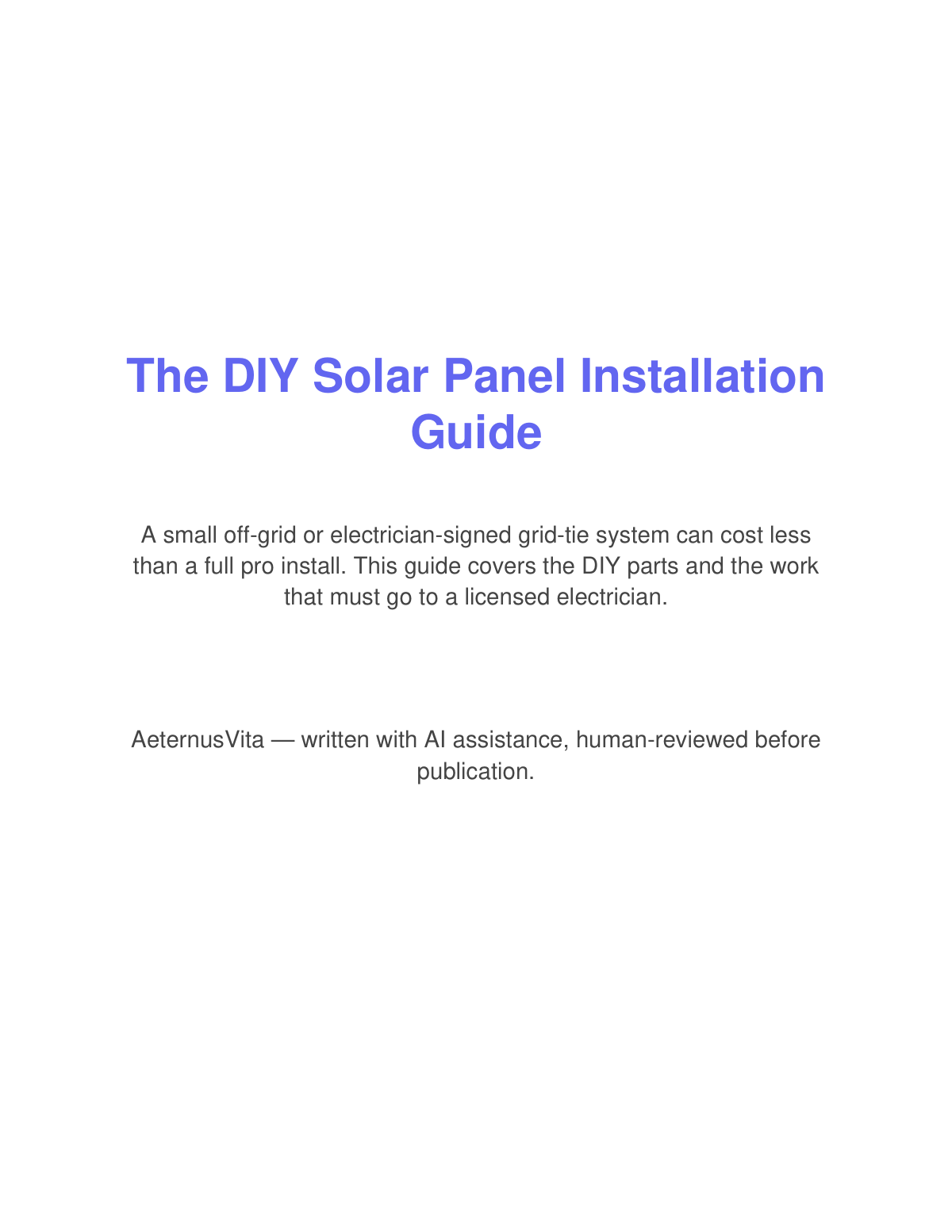 Preview page from The DIY Solar Panel Installation Guide