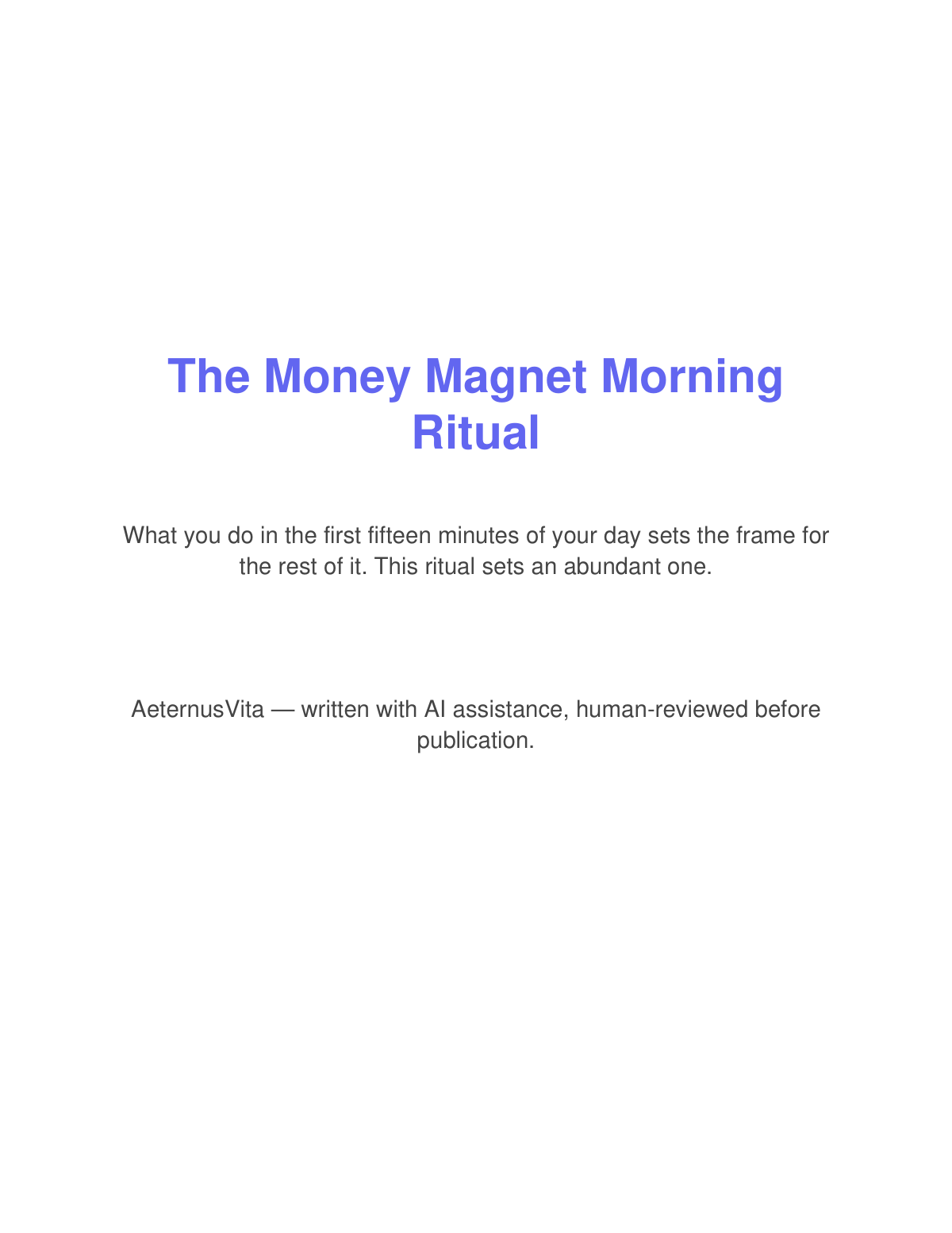 Preview page from The Money Magnet Morning Ritual