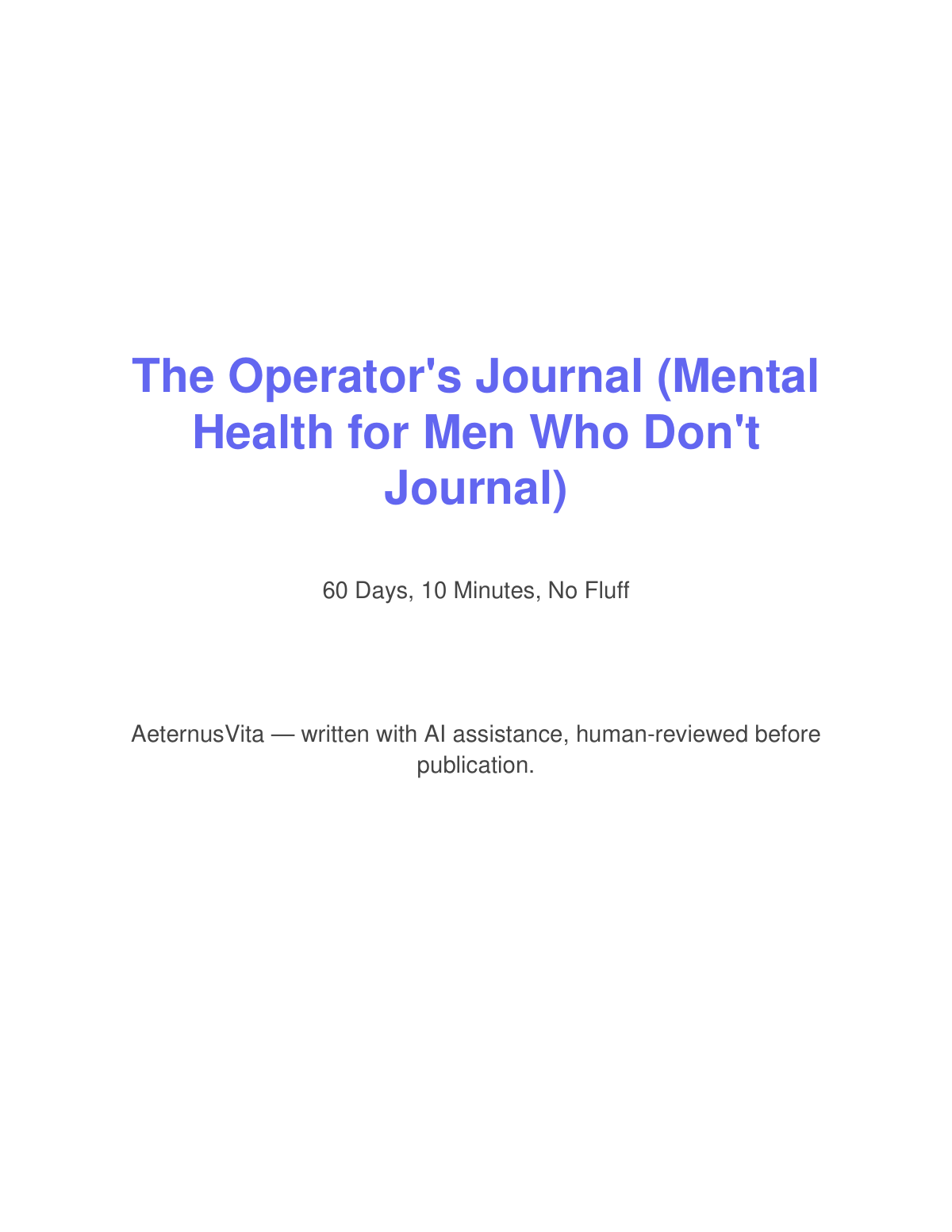 Preview page from The Operator's Journal (Mental Health for Men Who Don't Journal)