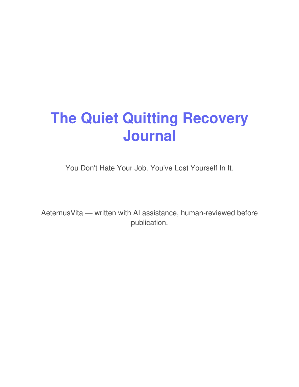Preview page from The Quiet Quitting Recovery Journal