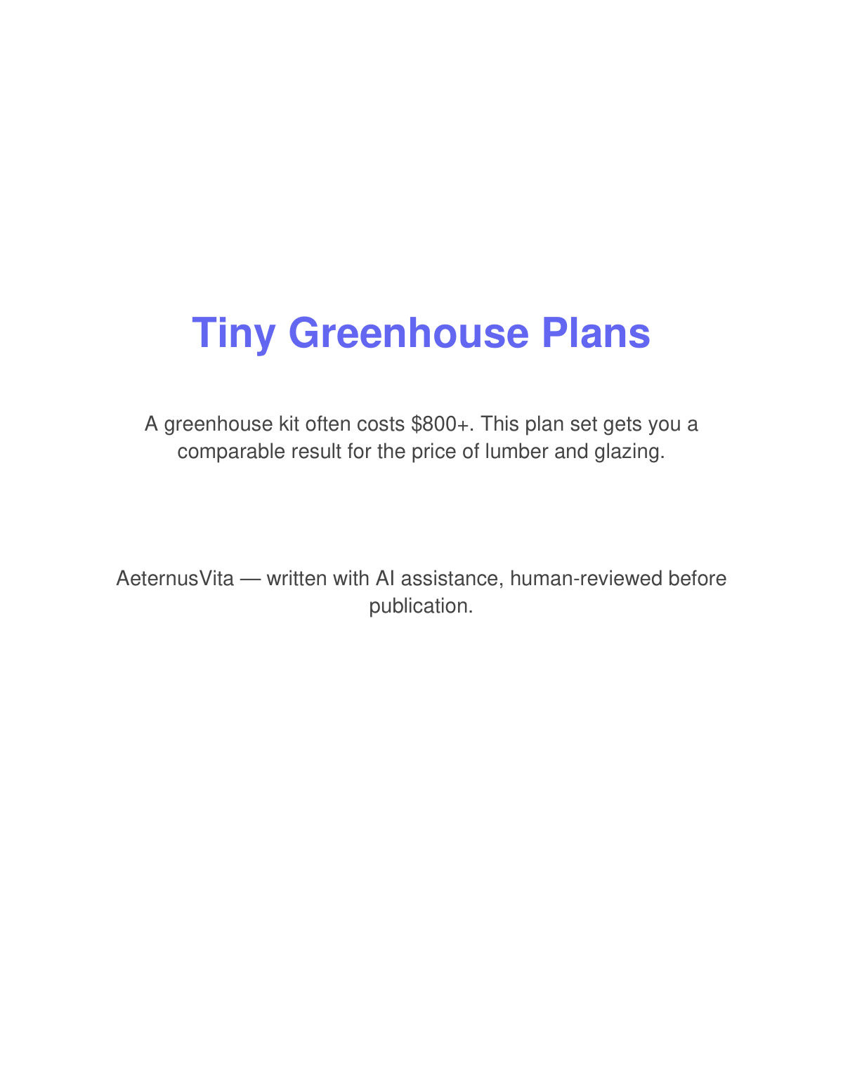 Preview page from Tiny Greenhouse Plans